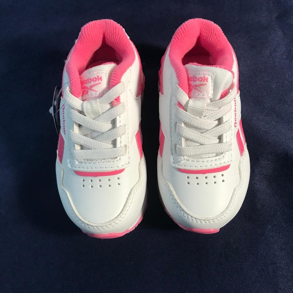 Reebok Beby Girl's White & Pink Royal CL Jog/Glide Sneakers, Size 5 - Picture 1 of 9